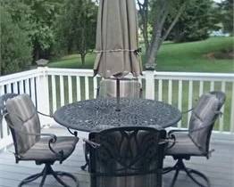 patio table with chairs and other patio items