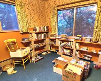 All free!!! (Including the shelving, but that's not available for pickup until after the sale.) Books, movies, and music!