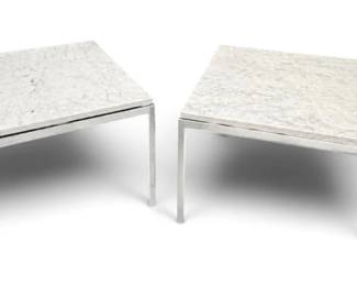 FLORENCE KNOLL (American, 1917-2019) Marble Top Side Table, Pair