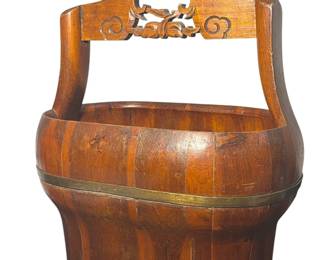 Chinese Wooden and Brass Water Bucket