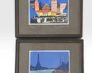 2 French Mid Century Oil Paintings of Paris