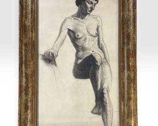 Art Deco Nude Drawing on Paper