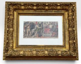 Ornately Framed Watercolor of Julius Caesar