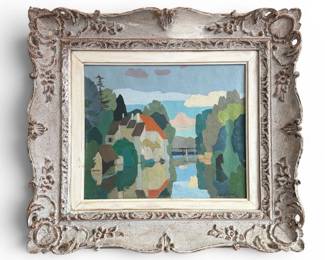 HENRI CLEMENT SERVEAU (French 1886-1972) Cubist Oil Painting