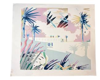 ELIZABETH SCHIPPERT (American, b 1949) "Tropic Condo" Color Lithograph