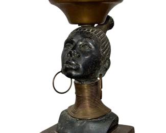 African Brass Bust Vessel, Ndebele Woman 
