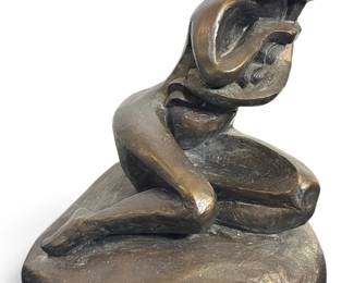 Solid Bronze Cubist Nude Woman Sculpture