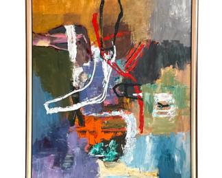 Substantial S. ROTH Abstract Oil on Canvas, "Things to Do", 1991