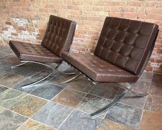 Chocolate Brown Barcelona Chairs In The Style of MIES VAN DER ROHE