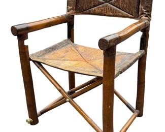 A Leather Safari Campaign Chair