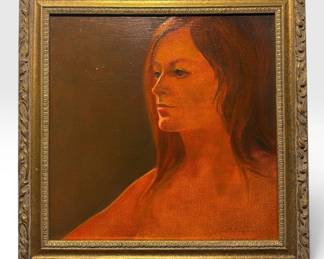 G. TREWEEK  Red Wash Portrait of a Woman
