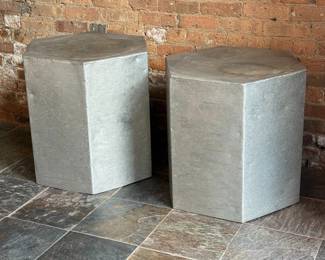 Industrial Modernist Hexagonal Side Tables, Near Pair