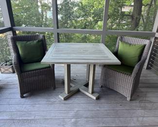 JANUS ET CIE "Zeya" Outdoor Arm Chairs and "Arbor" Table