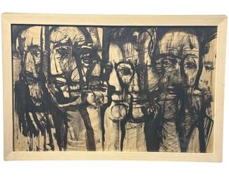 ZUBEL KACHADOORIAN (American/Detroit, 1924-2002)"Heads in Talk" Drawing