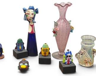 Collection Post Modern Art Glass Sculptures, Vases PICASSO