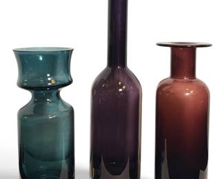 Three Mid Century Art Glass Vases, HOLMGAARD