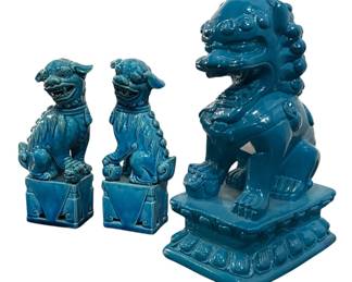 Three Chinese Foo Dog Statues