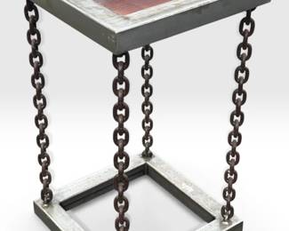 Industrial Iron Chain Link Occasional Table