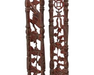 Three Chinese Architectural Panel Elements