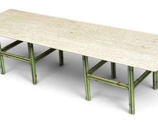 WEIMAN Bamboo Motif Marble and Iron Coffee Table