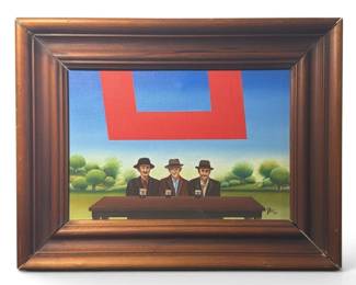 A Surrealist Painting of Three Men, IMO Rene Magritte