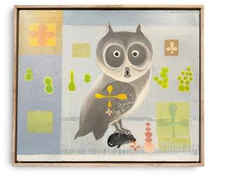 YEE JAN BAO (Chinese, 1947-2014) "Owl & Mice" Oil Painting