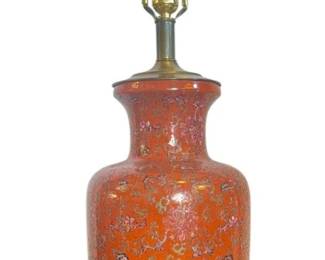 Chinese Hand Painted Vermillion Floral Lamp