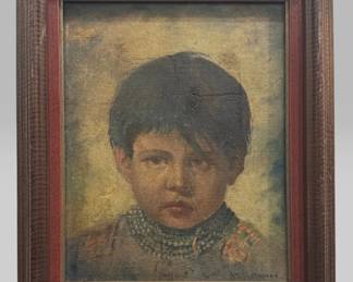 W.F. BRUHNS, Native American or Inuit Boy Painting