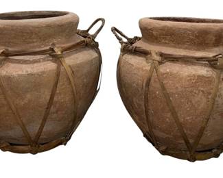 Grey Stoneware Vessels, Pair