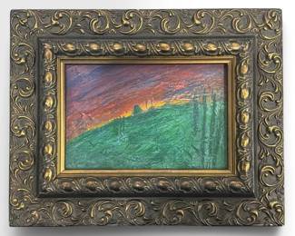 Petite Impressionist Oil Pastel Landscape Painting