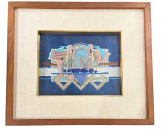 Mixed Media Collage of English Ruins, Lindisfarne Priory