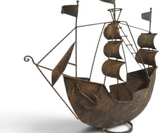 Brutalist Metal Sailboat Sculpture