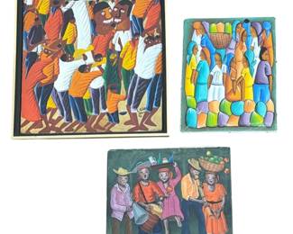 Three Haitian Folk Art Paintings