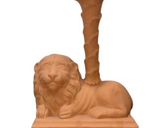 Italian Terracotta Lion Architectural Garden Candle Holder 