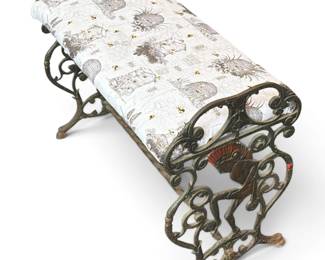 1920's Native American Motif Iron Bench