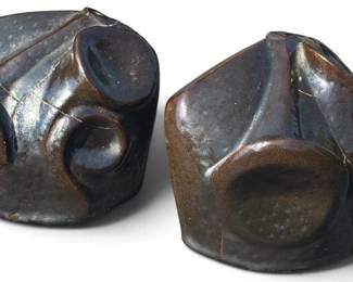 A Pair of Biomorphic Terracotta Bookends