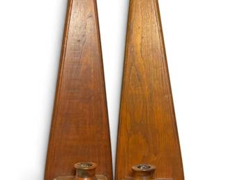 Large Wood Wall Sconce Candleholders