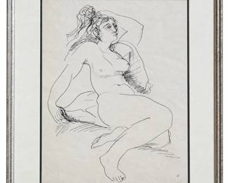 JOSEPH DE CREEFT (Spanish/American, 1884-1892) Nude Ink Drawing on Paper