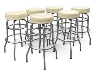 Mid Century Chrome Tavern Barstools, Six