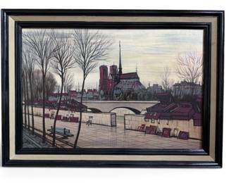 PAUL LAMBERT (French, 1910-1970) Notre Dame Embellished Print