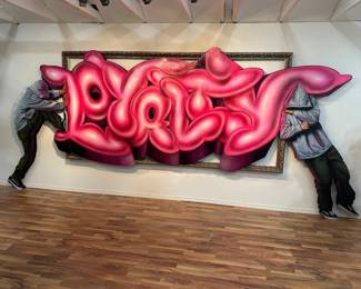 HIJACK (American, 20th C.), "Loyalty", 2023 Acrylic, Oil, Spray Paint on Wood