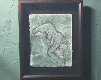 Signed Nude Drawing on Handmade Paper