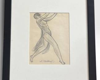 ABRAHAM WALKOWITZ (Russian/American, 1878-1695) "Isadora" Drawing