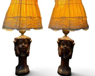 Architectural Salvage, Cherub Face Lamps