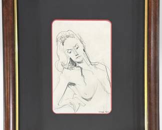 CAROL WALD (American/Detroit, 1935-2000) Nude Study Drawing