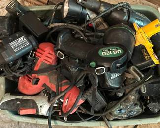 Mixed Power Tool Combo Lot - Skil and Hitachi Drills, Craftsman Jigsaw and Worklights
