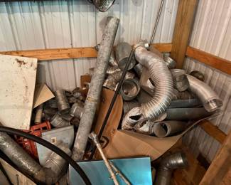 Assorted Rigid Galvanized and Flexible Aluminum HVAC Ductwork Fittings Lot