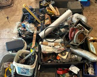 Assorted Power Tools, Hand Tools, Craftsman Step Tool Box and Ventilation Hardware Lot