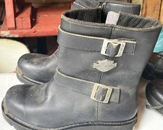 Harley-Davidson Men Size 10.5 Black Leather Motorcycle Boots Stock No 91724