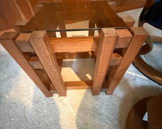 Brutalist Teak & Glass Side Table - custom made 